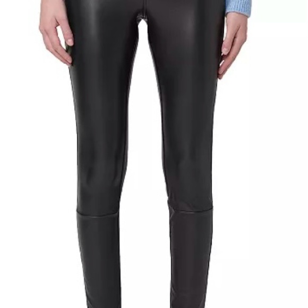 HUE Faux Leather Suede Lining Taper Leg Legging/Pant stretch pull on women’s L - Picture 2 of 13